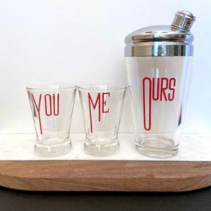 Mid-Century Vintage Cocktail Shaker and Glasses